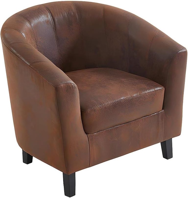 Vente-unique Fauteuil Cabriolet en Microfibre vieillie Marron Cristobal II