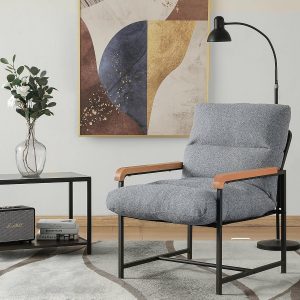 Mingone Fauteuil de Salon Lin Gris