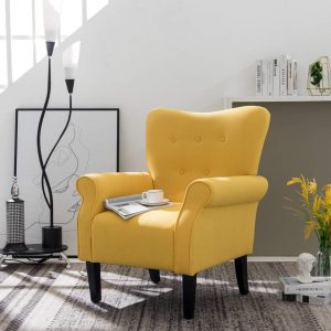 Simhoo Fauteuil Crapaud Lin Jaune