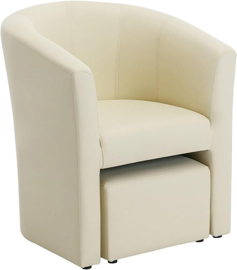 Vente-unique Fauteuil Cabriolet et Pouf en Simili Beige Jovana